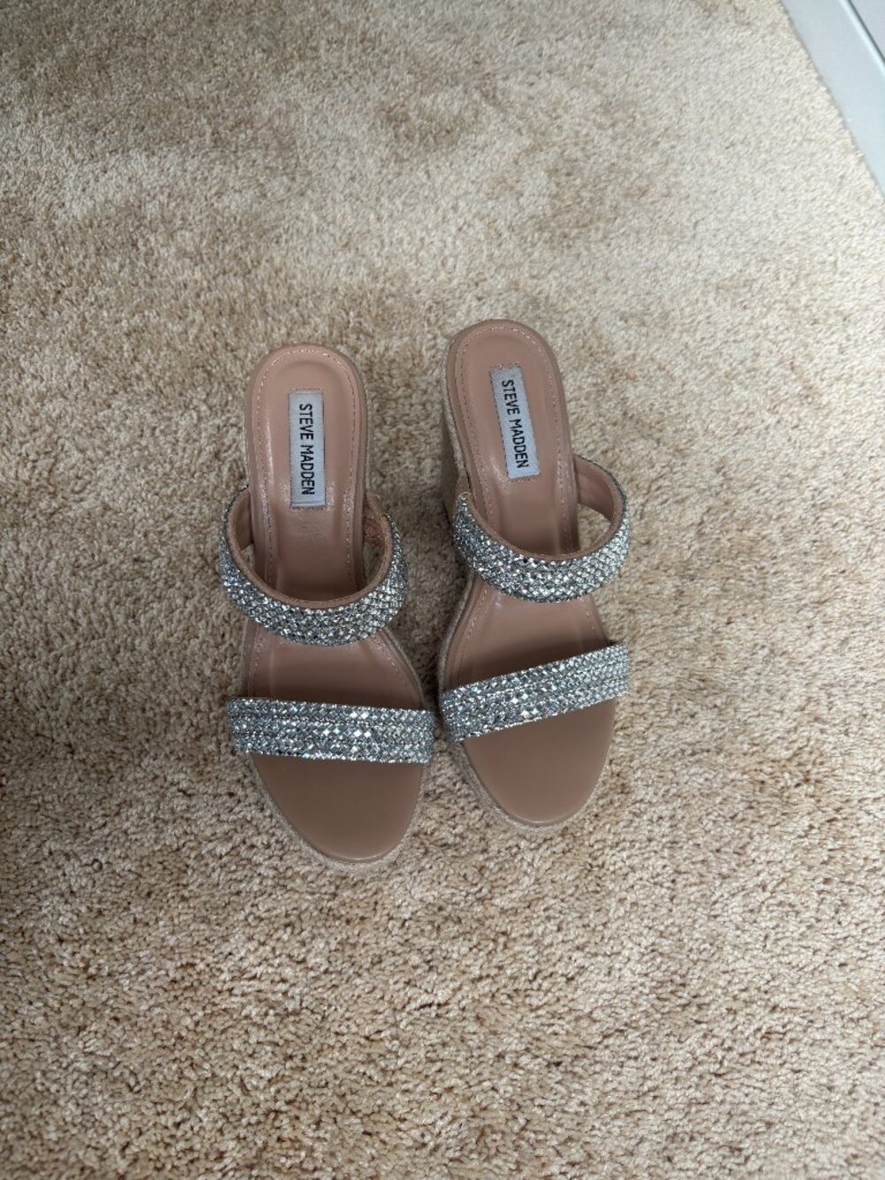 Steve Madden Espadrille Wedge Sandals with sparkle straps